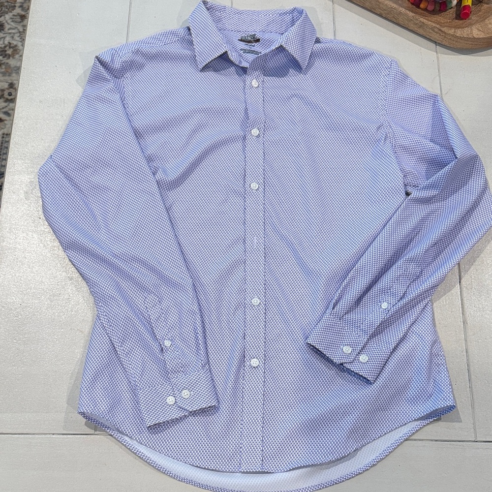 Classic Purple and White Patterned Men's Dress Shirt